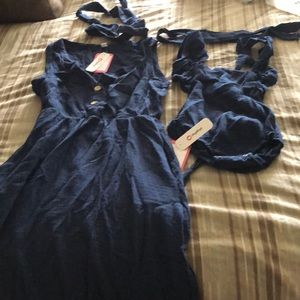 Darling Mommy and me Navy Romper